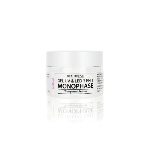 Gel Uv & Led 3en1 Transparent Anti Uv Medium - Fini Ongle Brillant, Beautélive Multicolore