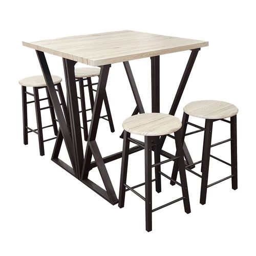 Table Haute Avec Tabourets Design Industriel Dock - 4 Personnes - Noir