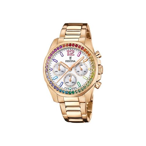 Festina Boyfriend Montre Chronographe Femme Acier Doré Rose F20639/2