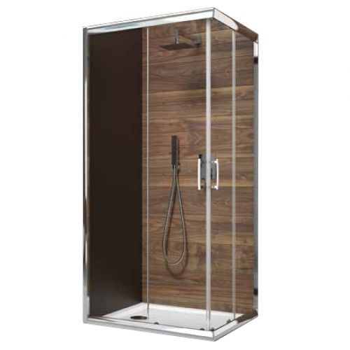 Paroi de douche d'angle - portes coulissantes - verre transparent - Tyxo 90x90 LEDA