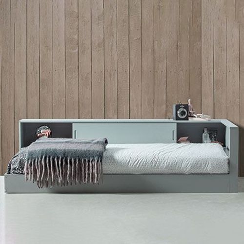Lit Avec Rangement 90x200 Cm En Pin Massif Vert - Paolino