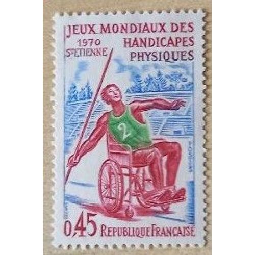 Timbre Neuf De 1970 Consacré Aux Jeux Mondiaux Des Handicapés Physiques À Saint Etienne. 0,45f.