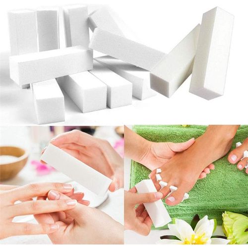 10 Pièces Ponçage Tampon Blanc Bloc Polissoir Nail Art Tips Tool,Bloc De Tofu À Haute Élasticité Réparant La Lime À Ongles Polie À La Maison Et Aux Salons De Beauté Blanc