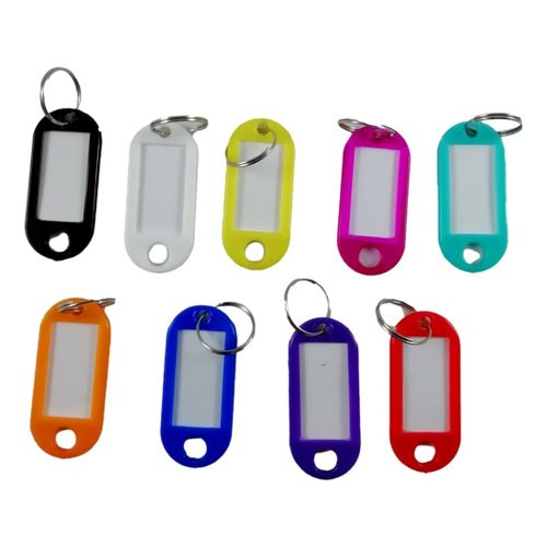 10 Porte Clés Étiquettes Colorées Clefs Voyage Bagage Valise Papier Anneau Métal
