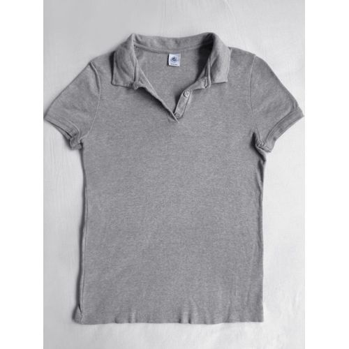 Polo Gris Chiné Coton Petit Bateau Garçon Fille S / 16 Ans T-Shirt Mixte Unisexe