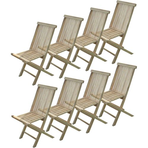 Lot De 8 Chaises Pliantes Jalang En Teck Brut