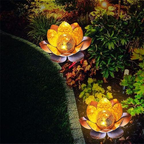 Lot de 2 fleurs de lotus solaire lampe solaire de jardin ,éclairage Extérieur Villa Villa Garden Décoration De Décoration