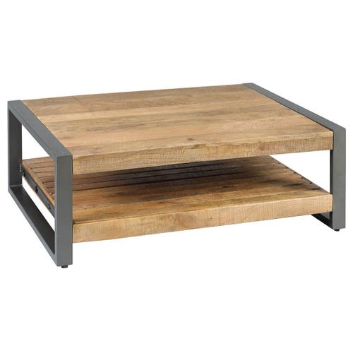 Palissa - Table Basse Avec Etagère Bois Et Acier Patiné