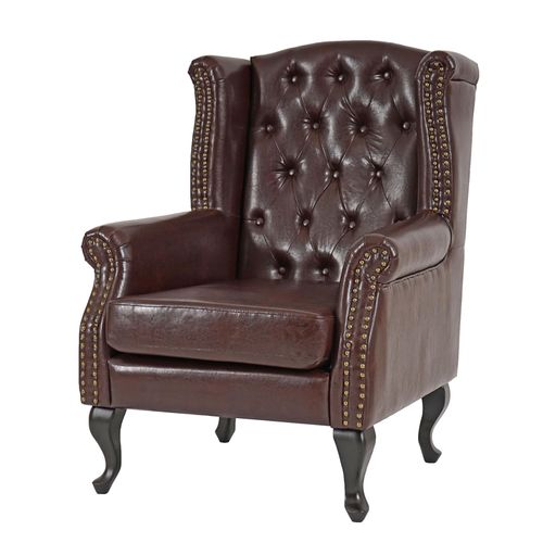 Fauteuil Relaxation Style Chesterfield Synthétique Marron 102x75x80 Cm 04_0003115