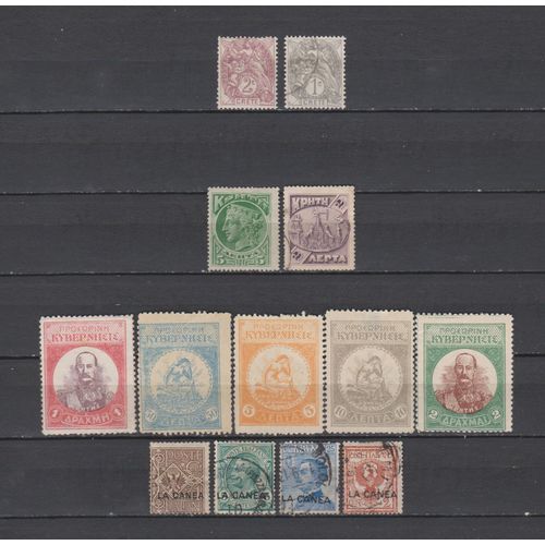 12 Timbres Crete Obliteres & Neufs**&* + Sans Gomme De 1900 À 1907 Cote : 33,05 €