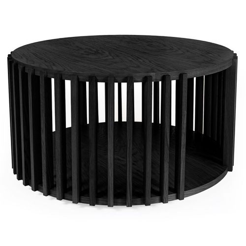 Table Basse Ronde Design "Drum" 83cm Noir