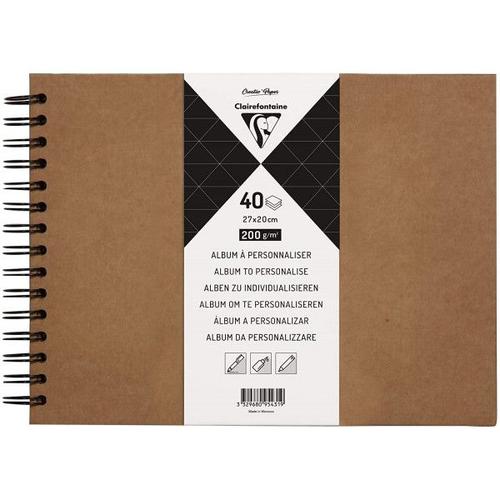 Album À Personnaliser - Marron Kraft - 27 X 20 Cm - Spirale - Papier Épais - Clairefontaine