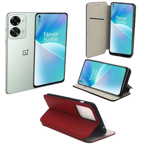 Oneplus Nord 2t / One Plus Nord 2t 5g Etui Protection Portefeuille Rouge À Rabat Avec Porte Cartes - Housse Oneplus Nord 2t / One Plus Nord 2t 5g Folio Coque Silicone Antichoc Smartphone 2022 - Accessoires Pochette Case