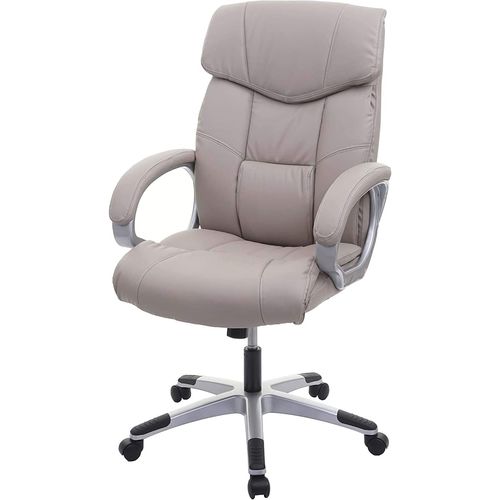 Fauteuil Chaise De Bureau Sur Roulettes Pivotante Hauteur Réglable Synthétique Taupe-Gris 04_0001805