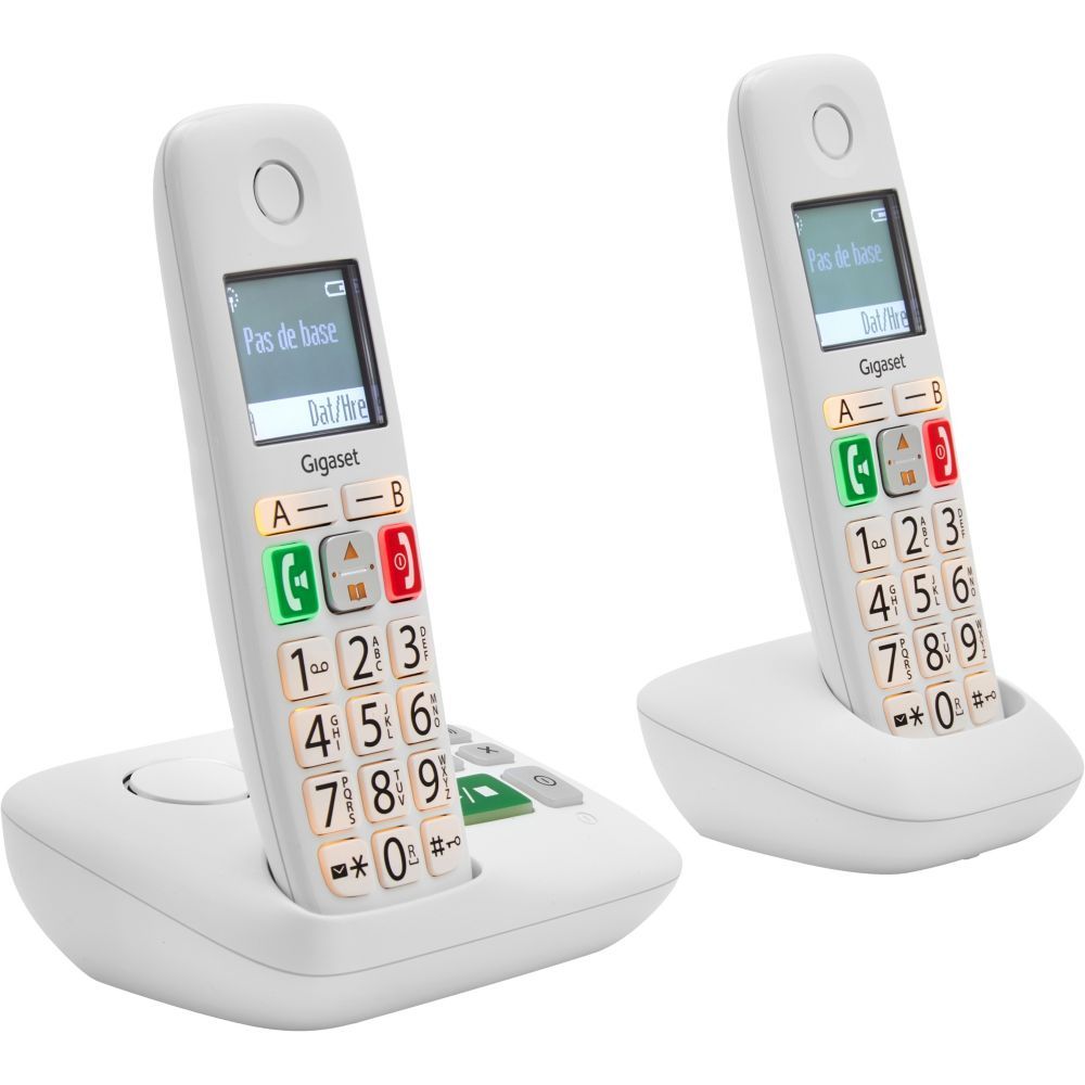 Gigaset E290A Duo - Téléphone sans fil - système de répondeur avec ID d'appelant - ECO DECT\GAP - blanc + combiné supplémentaire