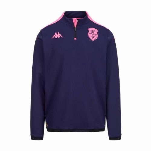 Sweat Zippé Ablas Pro 8 Kappa Stade Français Paris Officiel Rugby Rose Homme