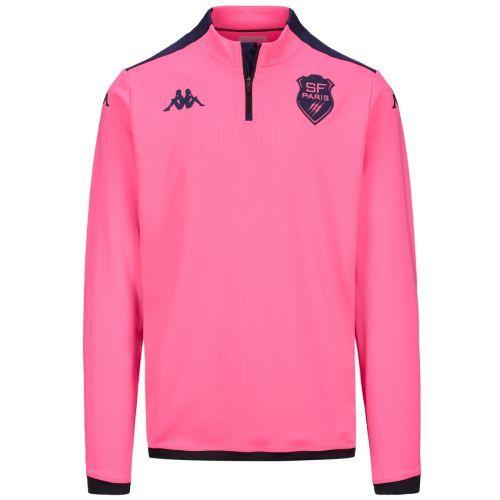 Sweat Zippé Ablas Pro 8 Kappa Stade Français Paris Officiel Rugby Rose Homme