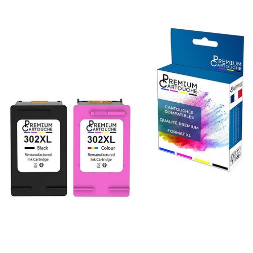 PREMIUM CARTOUCHE - 2 Cartouche compatible pour HP 302XL + 302CLXL Noir + Couleur HP DeskJet 2130 2134 3630 3630 Series 3636 3639 Envy 4520 e-All-in-O