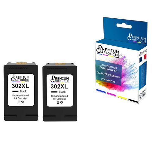 PREMIUM CARTOUCHE - 2 Cartouche compatible pour HP 302XL Noir HP DeskJet 2130 2134 3630 3630 Series 3636 3639 Envy 4520 e-All-in-One 4525 e-All-in-One