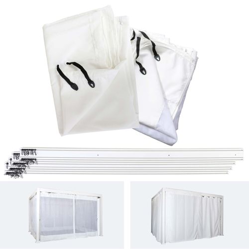 Paroi Latérale Pour Pergola Hwc-J32, Set De 4 Pièces + Moustiquaire Pavillon Paroi De Remplacement  4x3m Blanc