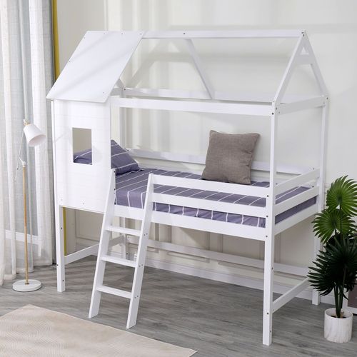 Lit Cabane Mezzanine Pour Enfant 190x90cm Blanc Margot