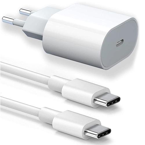 Chargeur Rapide Usb-C 25w + Câble Usb-C Vers Usb-C 20w 1m Pour Iphone 16 Pro Max / Iphone 16 Plus / Iphone 16 Pro / Iphone 16 - E.F.Connection