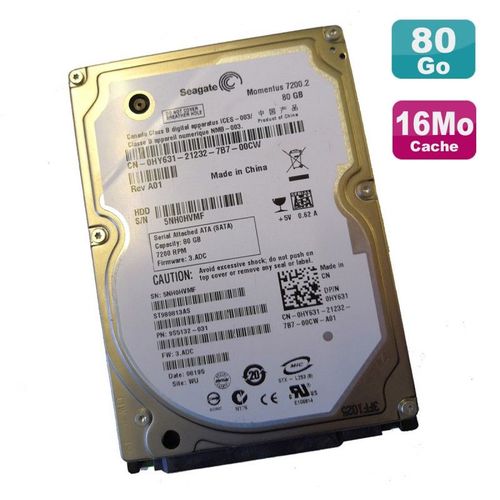 Disque Dur 80Go 2.5" SATA Seagate Momentus 7200.2 ST980813AS 0HY631 9S5132-031