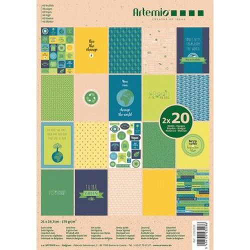 Bloc 20x2 Feuilles Save The Planet A4