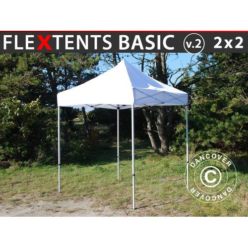 Tente Pliante Chapiteau Pliable Tonnelle Pliante Barnum Pliant Flextents Basic V.2, 2x2m Blanc