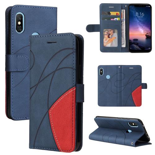 Coque Xiaomi Redmi Note 6 Pro,Etui Pour Xiaomi Redmi Note 6 Pro,Etui À Rabat Xiaomi Redmi Note 6 Pro,Etui En Cuir Pu Premium Housse Pour Xiaomi Redmi Note 6 Pro,Bleu