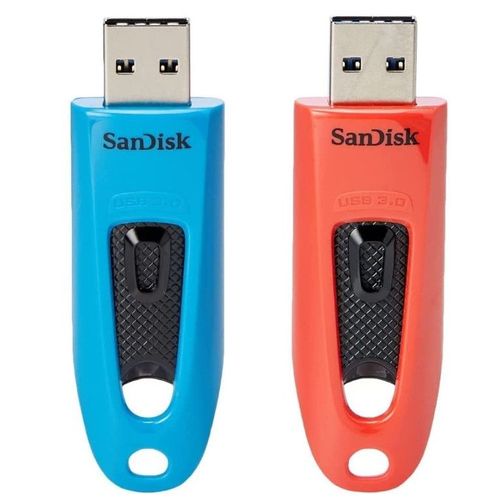 SanDisk Ultra - Clé USB - 64 Go - USB 3.0 - bleu, rouge (pack de 2)