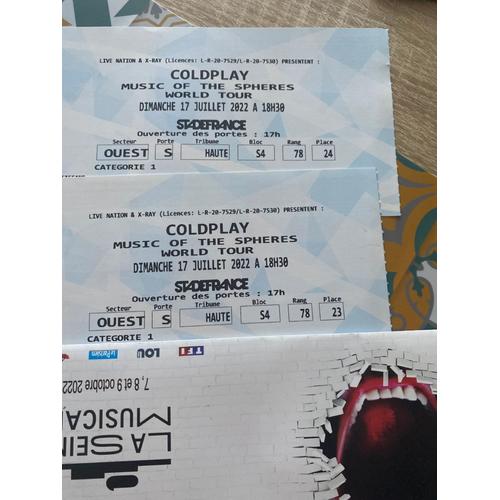 Billets Coldplay neuf et occasion Achat pas cher Rakuten