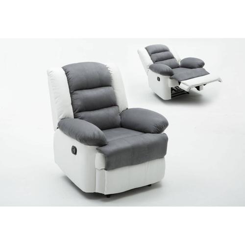 Fauteuil Relax "Buckingham" - 85 X 93 X 100 Cm - Blanc / Gris Clair