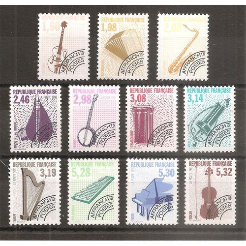 Préos 213a À 223 (1990) Préoblitérés Instruments De Musique (4) Usagés (Cote 34,35e) (6303)