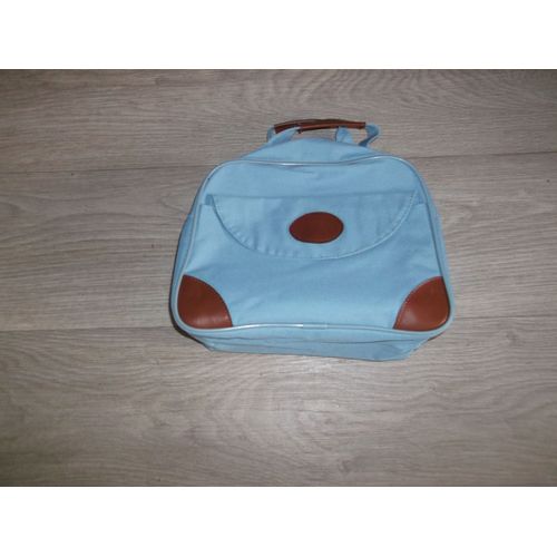 Vanity en nylon bleu et simili cuir marron NEUVE