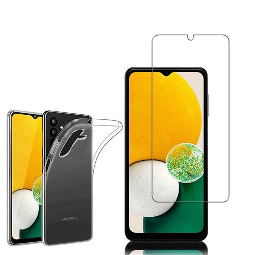 Coque Silicone Pour Samsung Galaxy A13 5g 6.5" Gel Ultraslim Et Ajustement Parfait - Transparent + 1 Film Verre Trempé - Transparent
