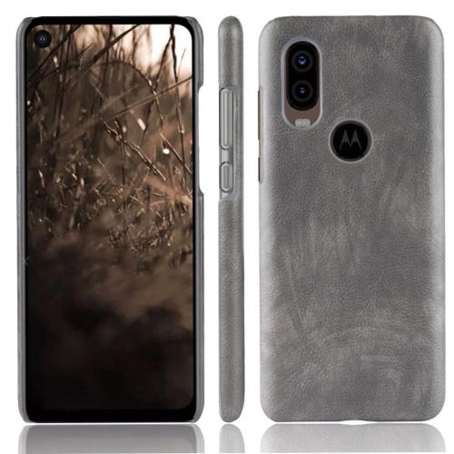 Rétro Étui Pour Motorola One Vision Housse De Protection Modèle De Litchi Anti Éraflure Compatibilité Rétro - Gris