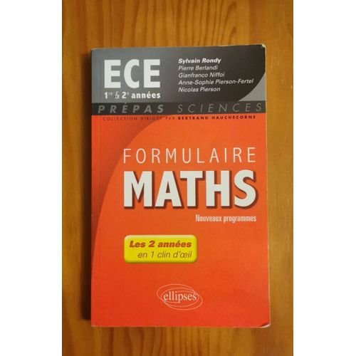 Formulaire Maths - Prépa Ece/Maths Appliquées - Ellipses