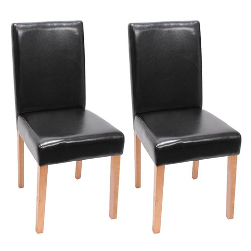 Lot De 2 Chaises De Séjour Littau   Cuir Reconstitué Noir, Pieds Clairs