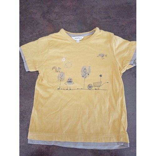 T Shirt Mc Jaune Moutarde Garçon 3 Ans Kidkanai Très Bon État