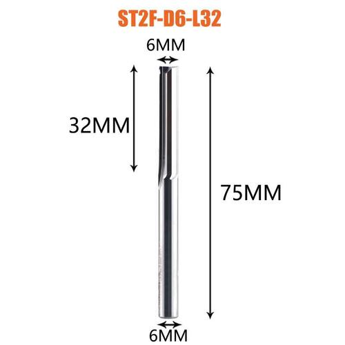 ST2F-D6.0-L32 Dreanique  Tige 2 flûte carbure de tungstène avec fraise en bout CNC, accessoire de gravure de 3.175mm 4mm 6mm 8mm avec fente droite ""Nipseyteko""