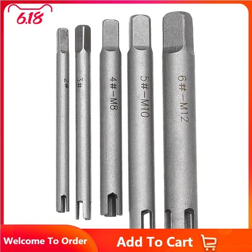 Jeu de guides d'extraction de robinets de vis endommagés, 5 pièces, jeu de clés pour extraire les robinets de vis cassés, mèche de forage, M5-M12 ""Nipseyteko""