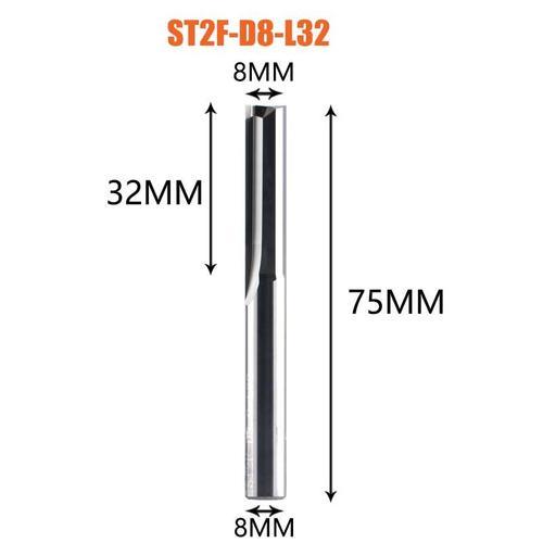 ST2F-D8.0-L32 Dreanique  Tige 2 flûte carbure de tungstène avec fraise en bout CNC, accessoire de gravure de 3.175mm 4mm 6mm 8mm avec fente droite ""Nipseyteko""