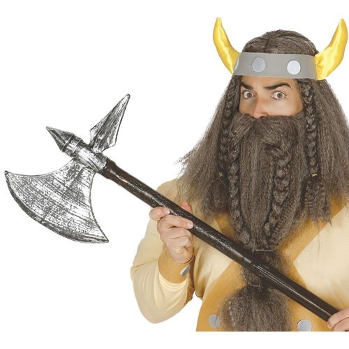 Hache Plastique Combat Viking Barbare 83cm Marron