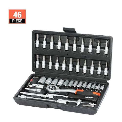 46PC Youremax  Kit d'outils manuels de réparation automobile, boîte à outils mécaniques pour bricolage à domicile, jeu de clés à douilles de 1/4 ", embouts de tournevis à cliquet ""Nipseyteko""