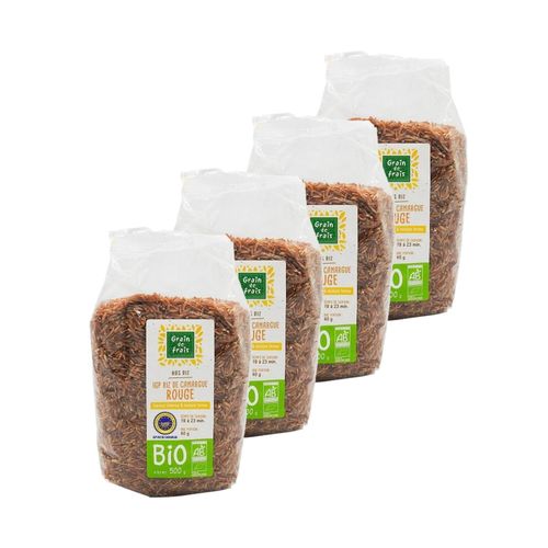 Lot 4x Riz Rouge Bio Camargue Igp - Paquet 500g
