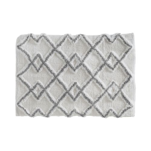 Tapis Style Ethnique Pour Salle De Bain - 50 X 75 Cm - Gris Et Crème