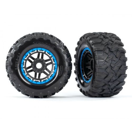 2 Pneus + Jantes Bleu Tout Terrain 2.8" Traxxas Maxx 8972a-Traxxas