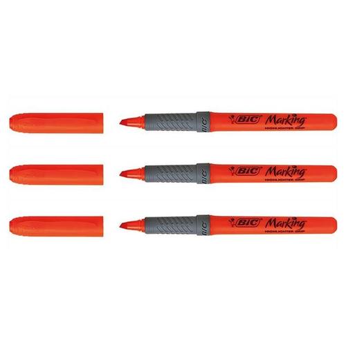 Bic Lot De 3 Surligneurs Highlighter Grip Pte Biseau Moyenne Orange