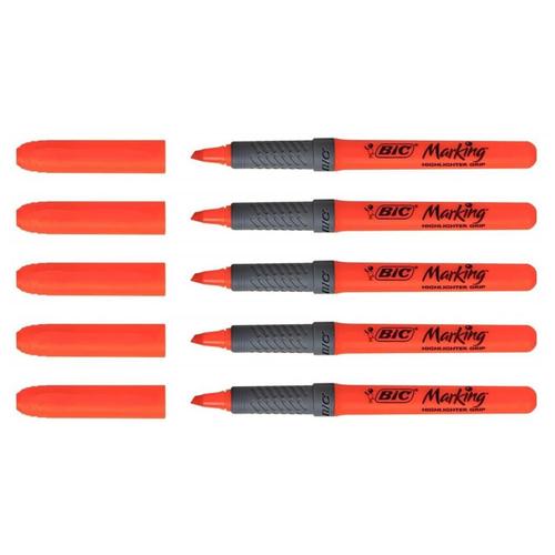 Bic Lot De 5 Surligneurs Highlighter Grip Pte Biseau Moyenne Orange